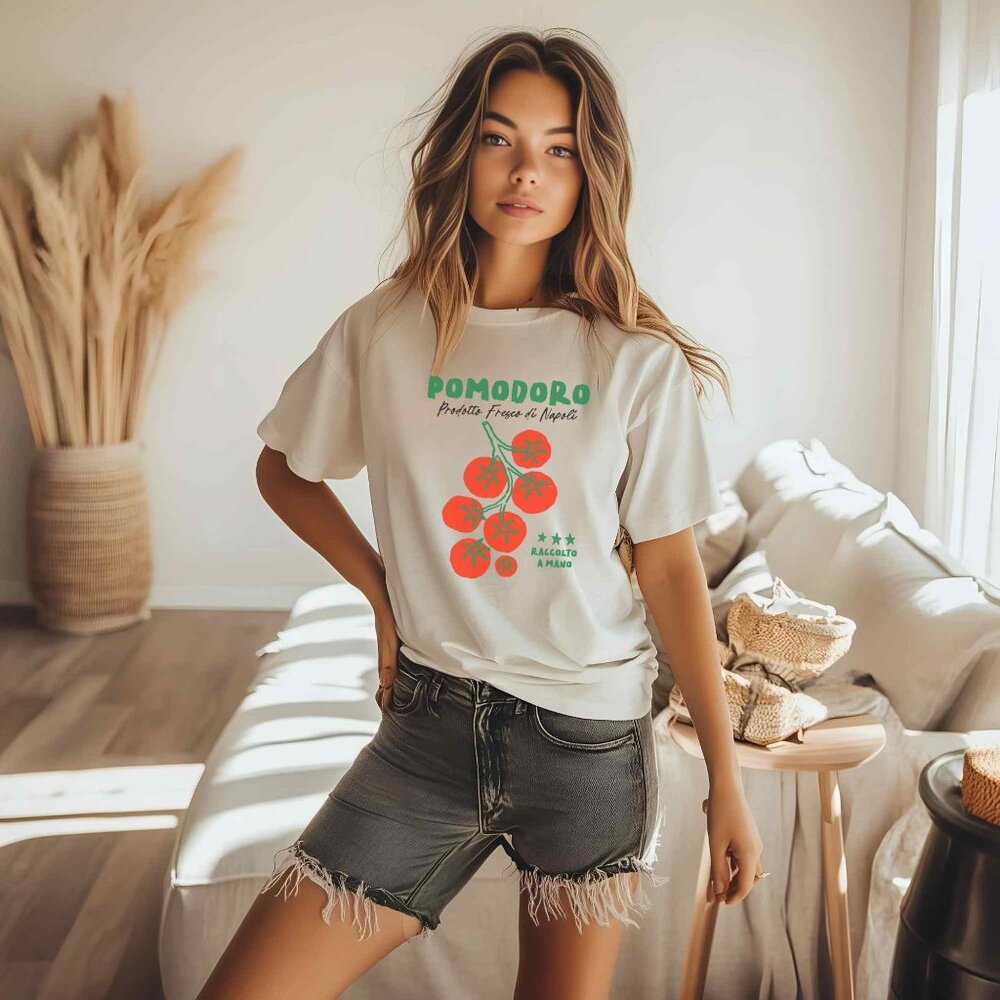 Euro Summer Tomato Italian Vintage Style T-Shirt Retro Tee Italy Vacation